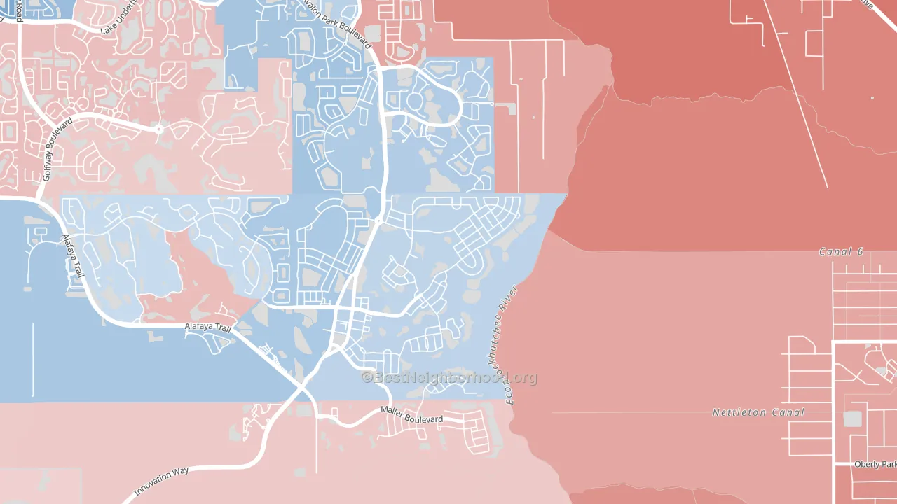 Avalon Park Village, Alafaya, FL block-group political-lean map