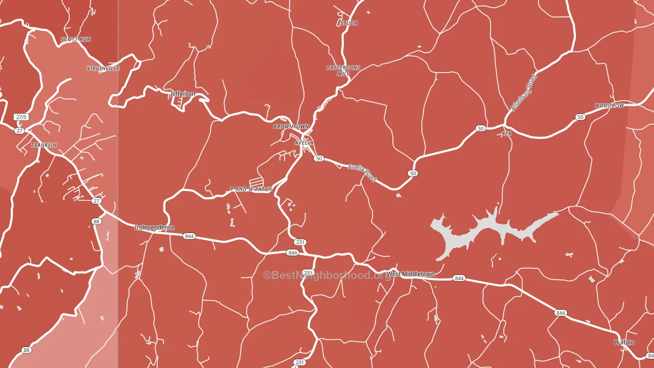 Avella, PA block-group political-lean map