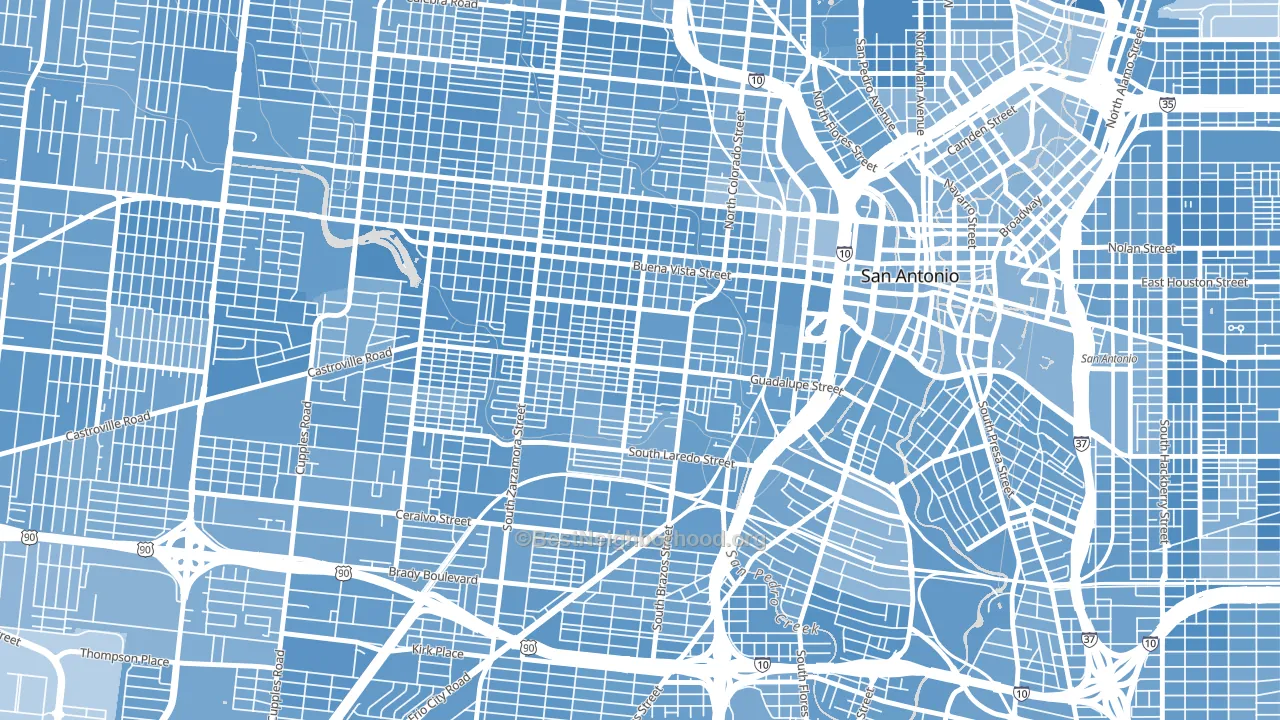 Avenida Guadalupe, San Antonio, TX block-group political-lean map