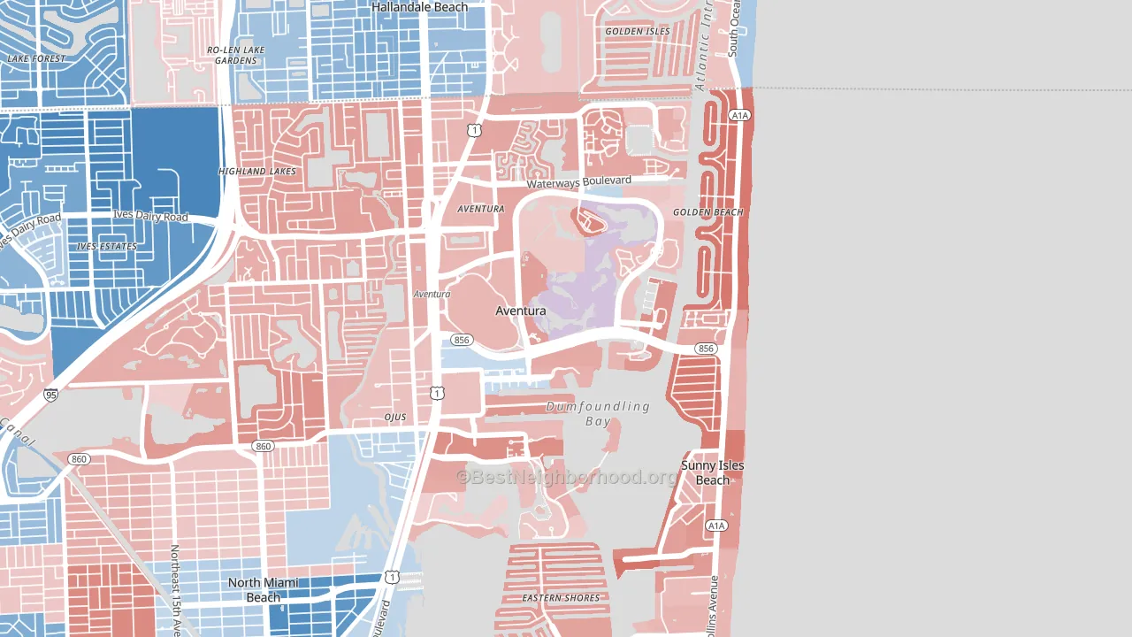 Aventura, FL block-group political-lean map