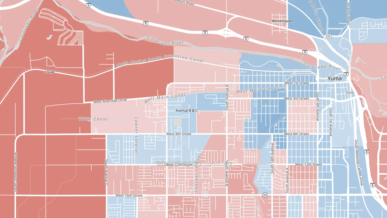 Avenue B and C, AZ block-group political-lean map