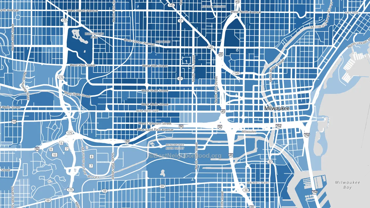 Avenues West, Milwaukee, WI block-group political-lean map