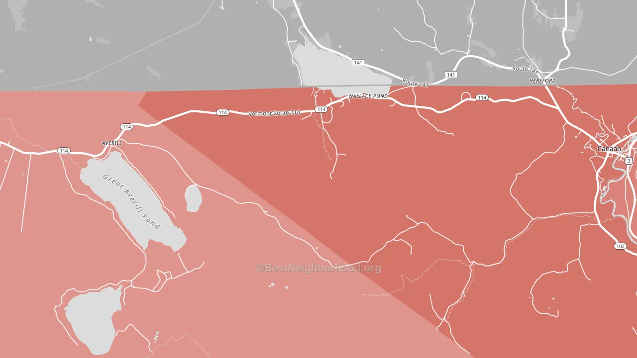 Averill, VT block-group political-lean map