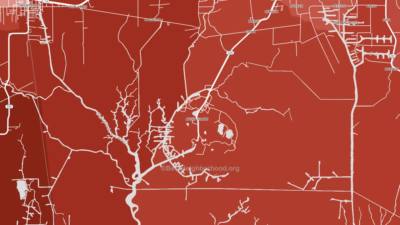 Avery Island, LA block-group political-lean map