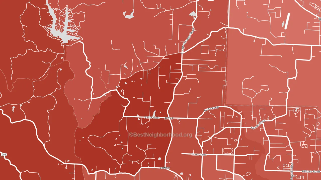 Avilla, AR block-group political-lean map
