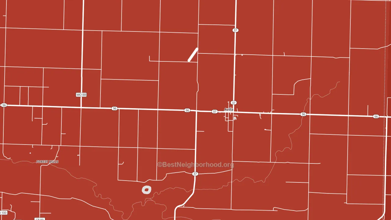 Avilla, MO block-group political-lean map
