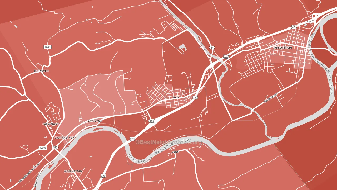 Avis, PA block-group political-lean map