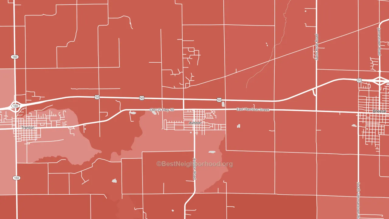 Aviston, IL block-group political-lean map