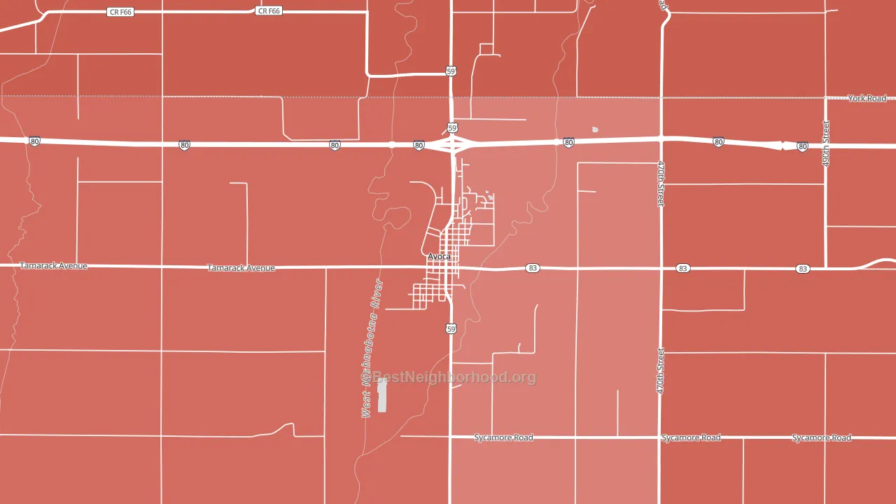 Avoca, IA block-group political-lean map