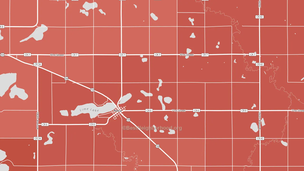 Avoca, MN block-group political-lean map