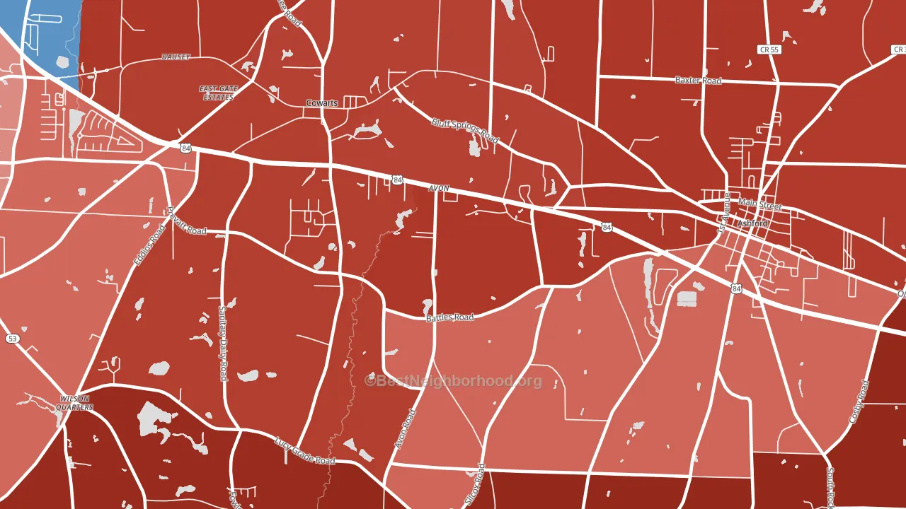 Avon, AL block-group political-lean map