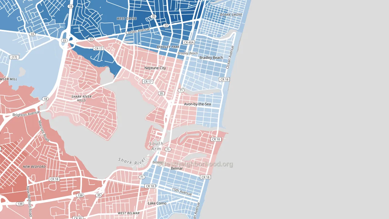 Avon-by-the-Sea, NJ block-group political-lean map