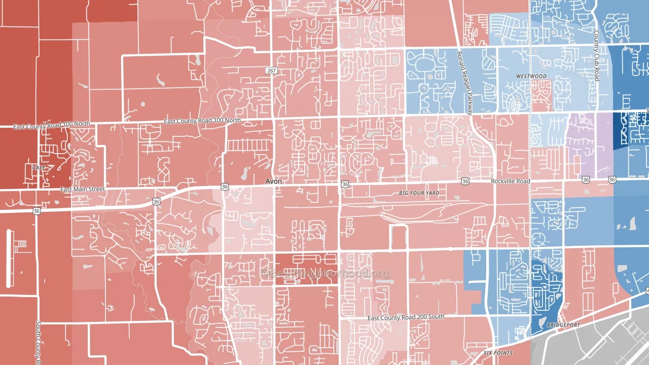 Avon, IN block-group political-lean map