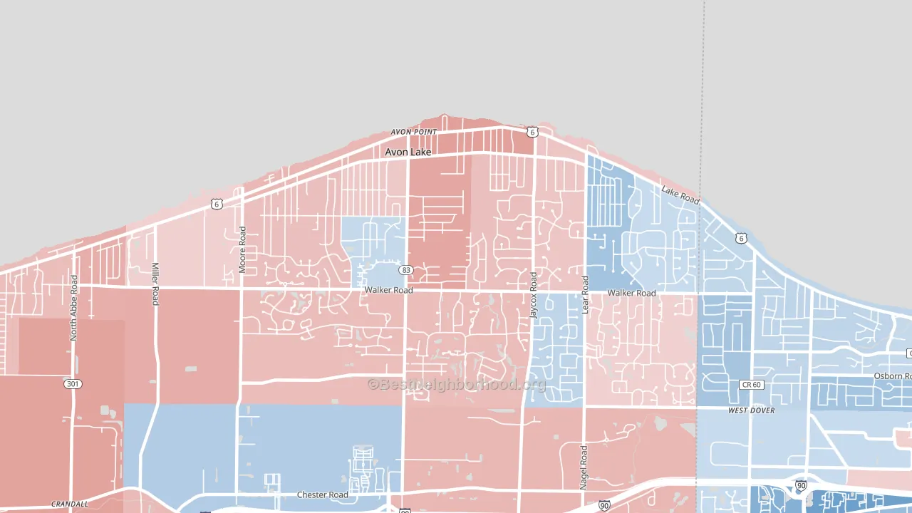 Avon Lake, OH block-group political-lean map