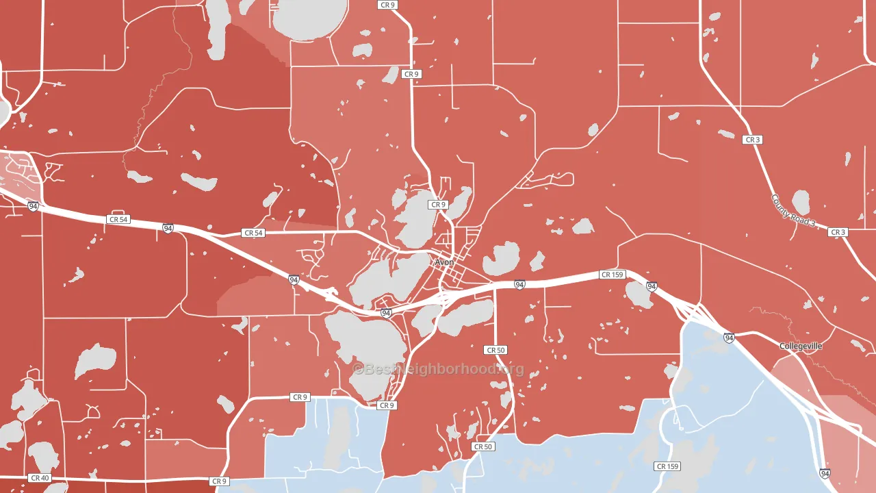 Avon, MN block-group political-lean map