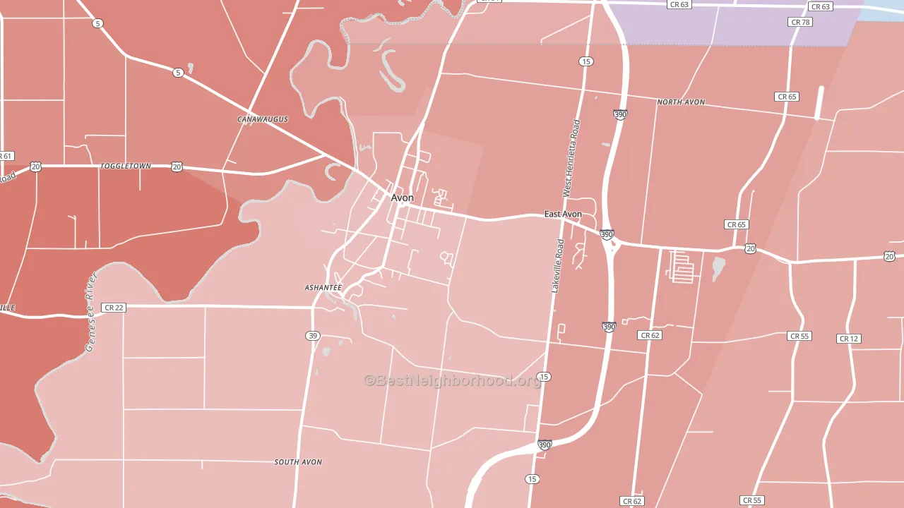 Avon, NY block-group political-lean map
