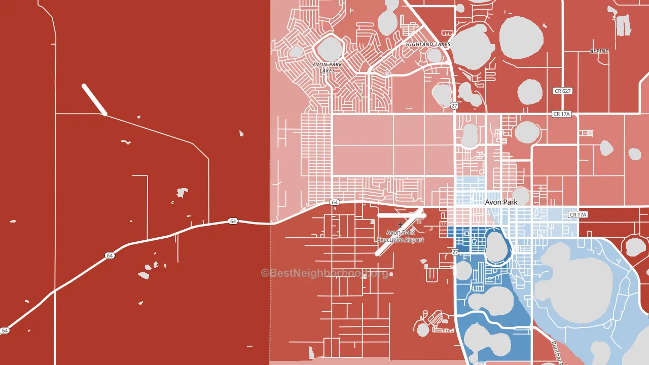 Avon Park Lakes, FL block-group political-lean map