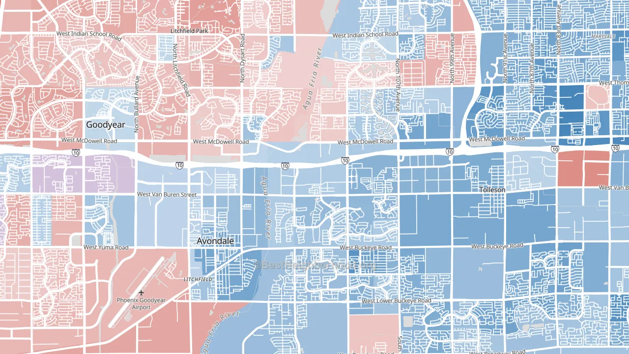 Avondale, AZ block-group political-lean map