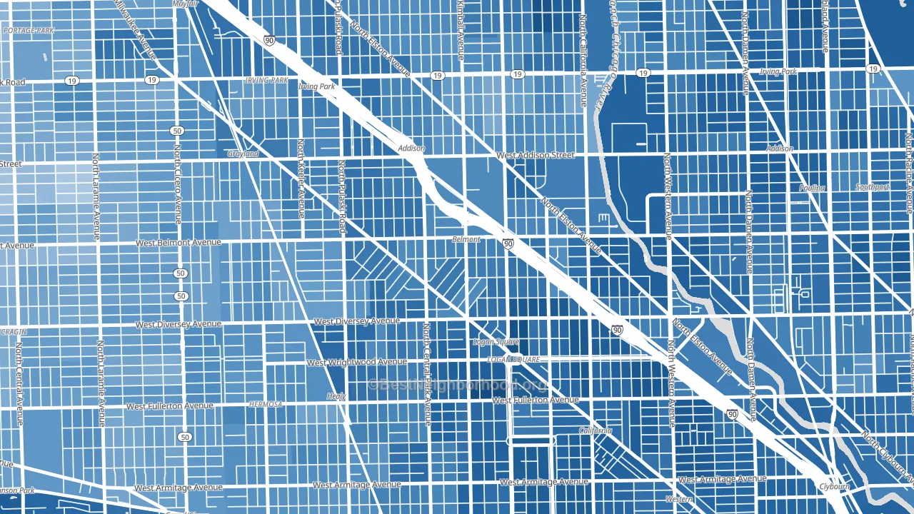 Avondale, Chicago, IL block-group political-lean map