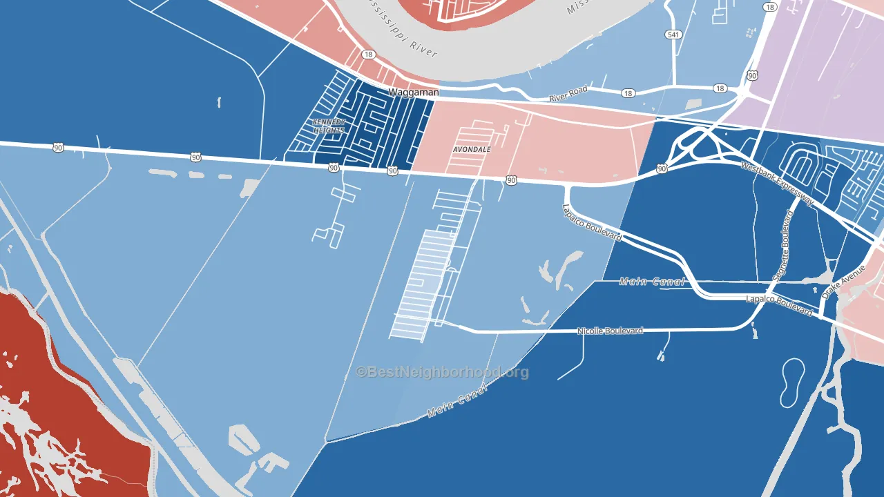 Avondale, LA block-group political-lean map