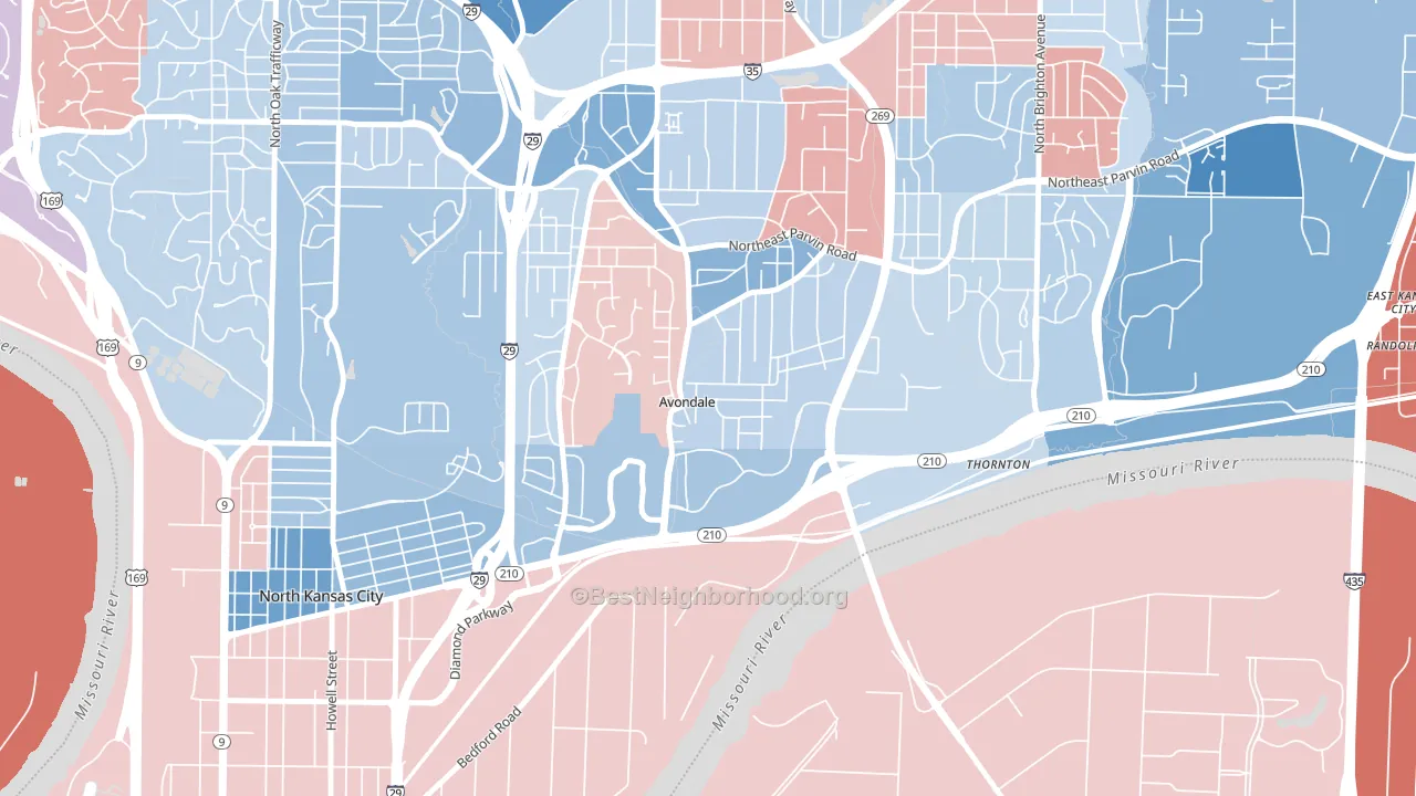 Avondale, MO block-group political-lean map