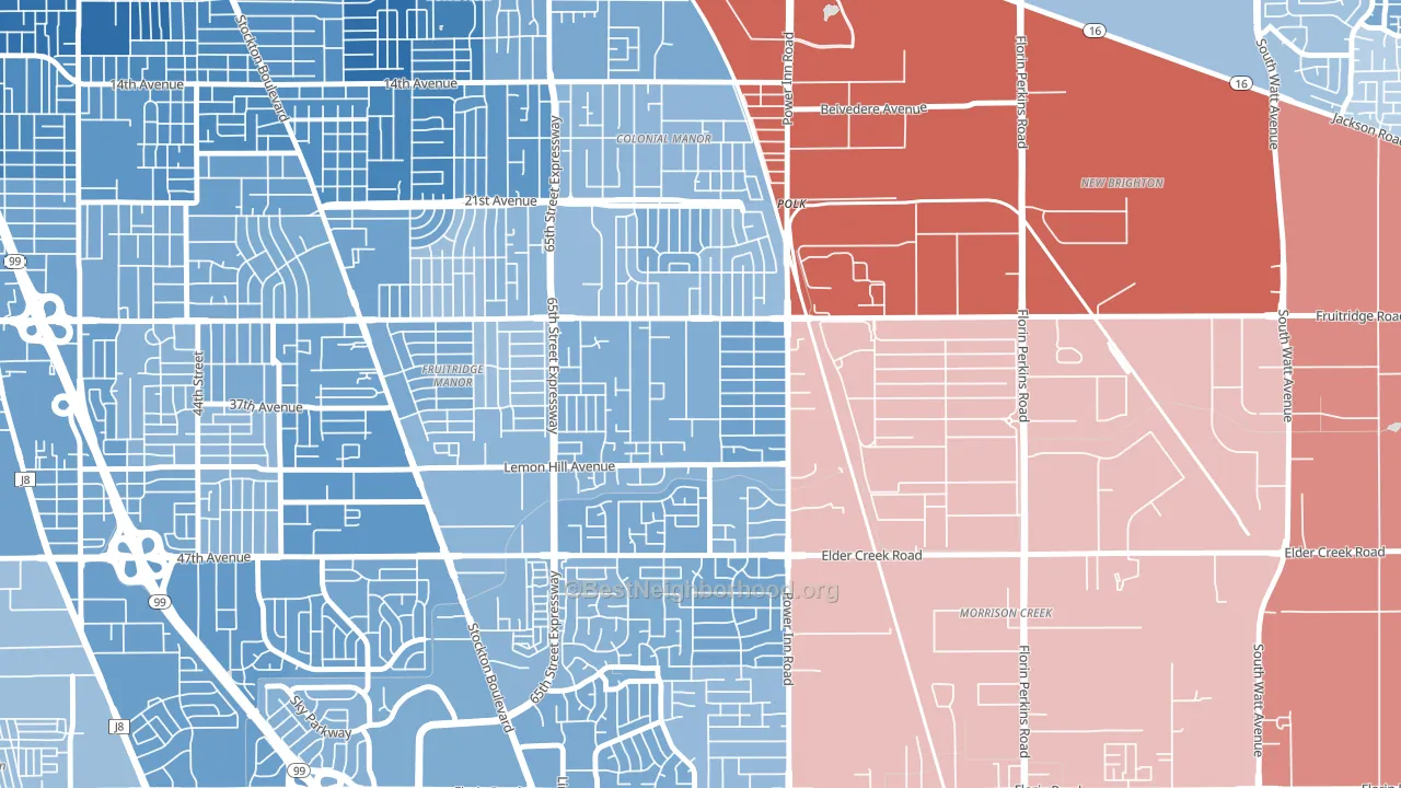 Avondale, Sacramento, CA block-group political-lean map