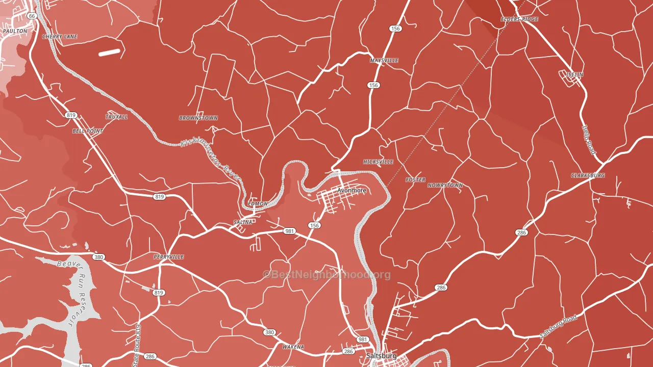 Avonmore, PA block-group political-lean map