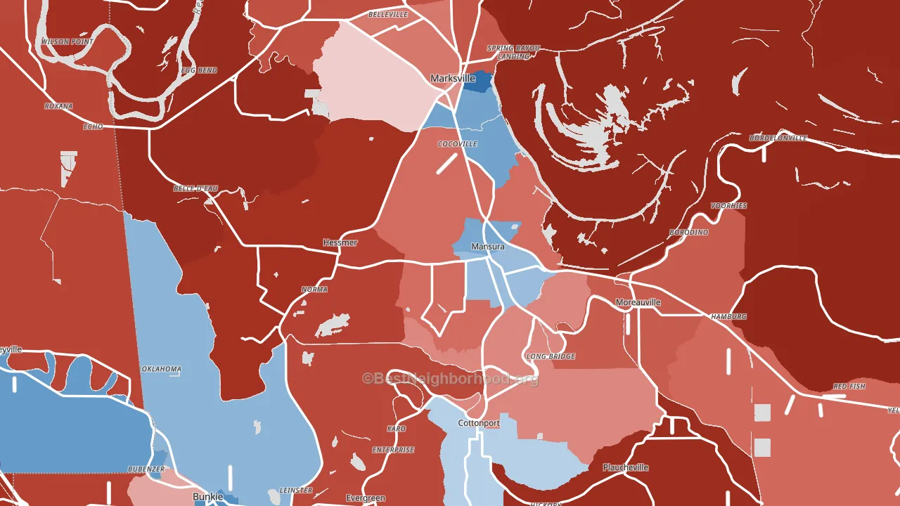 Avoyelles Parish, LA block-group political-lean map