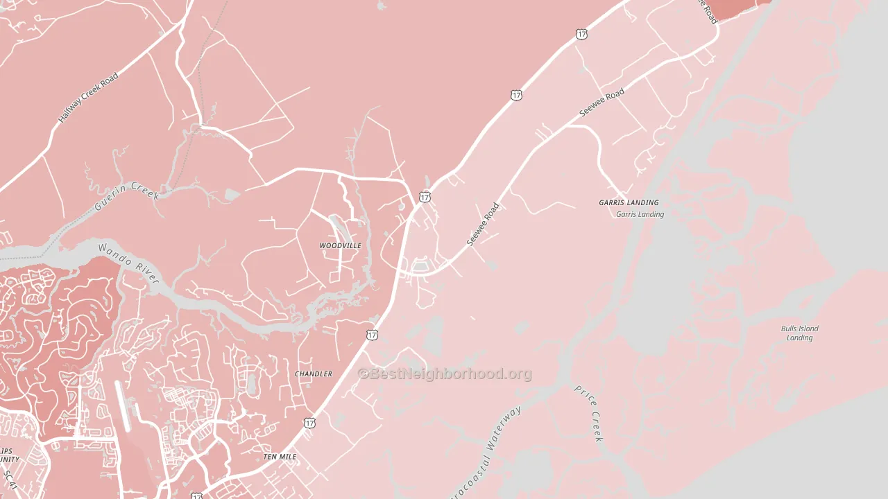 Awendaw, SC block-group political-lean map