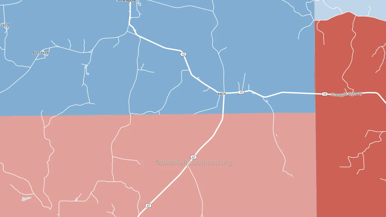 Awin, AL block-group political-lean map