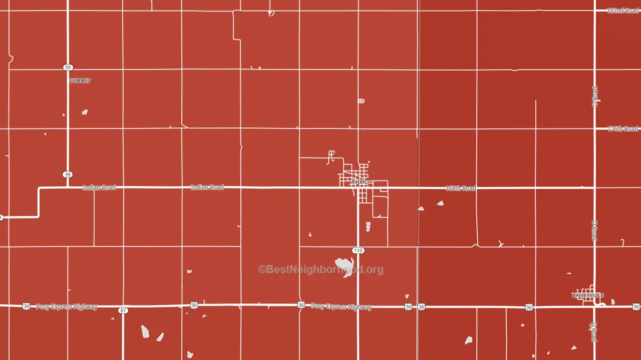 Axtell, KS block-group political-lean map