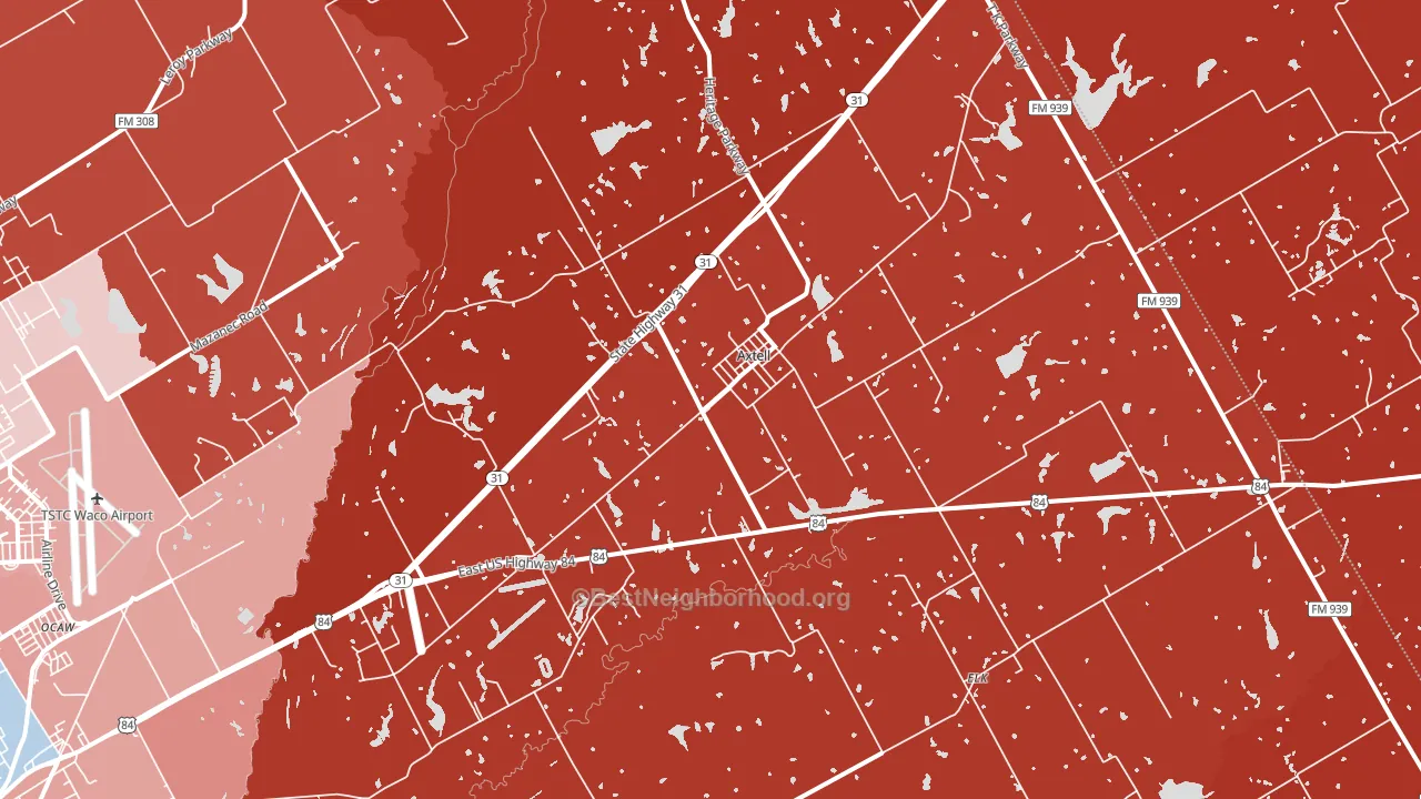 Axtell, TX block-group political-lean map
