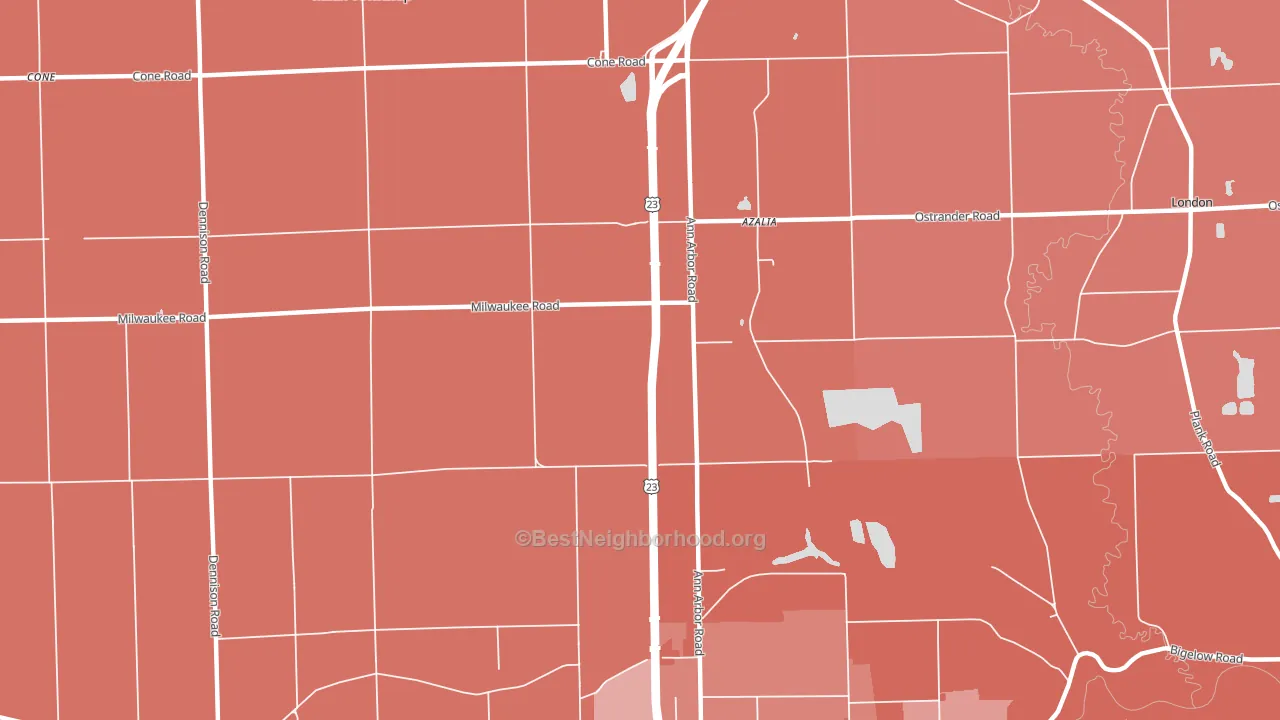 Azalia, MI block-group political-lean map