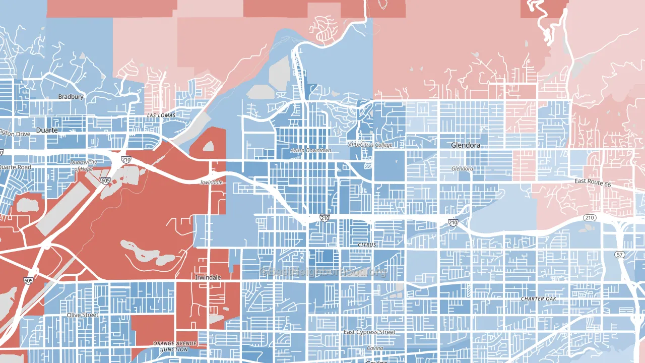 Azusa, CA block-group political-lean map
