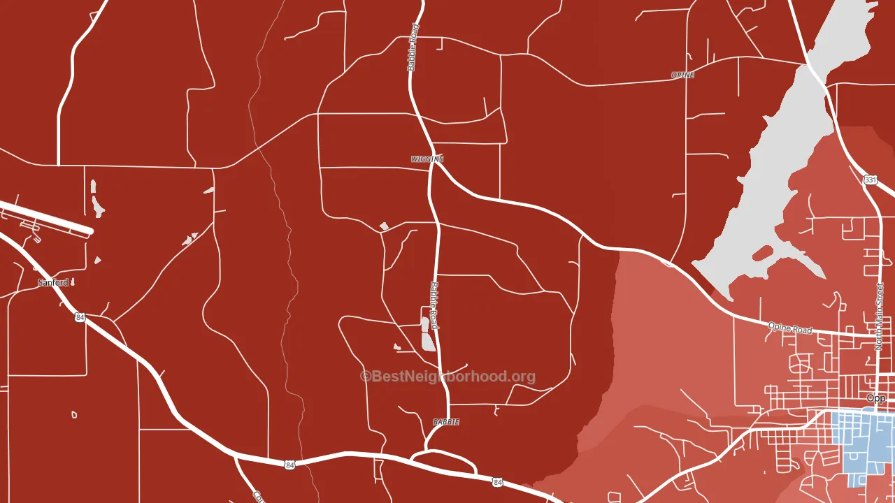 Babbie, AL block-group political-lean map