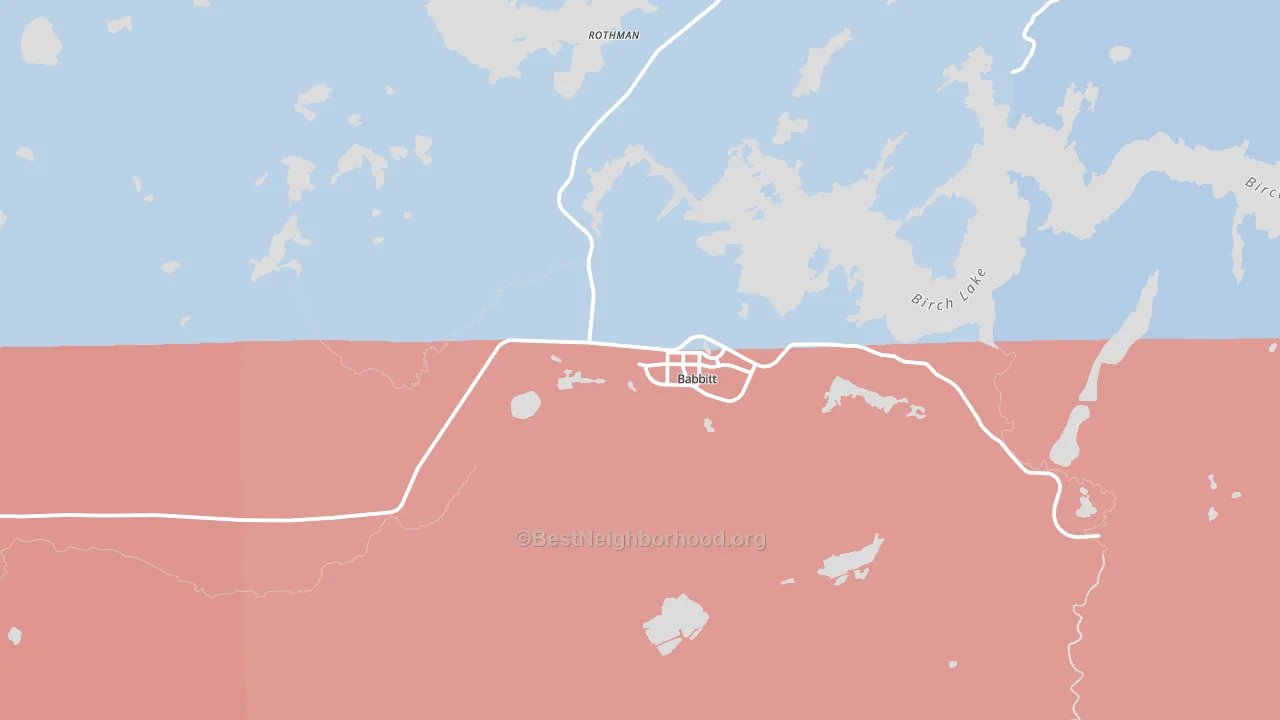 Babbitt, MN block-group political-lean map