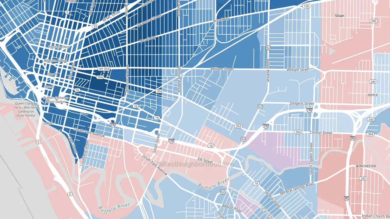 Babcock, Buffalo, NY block-group political-lean map