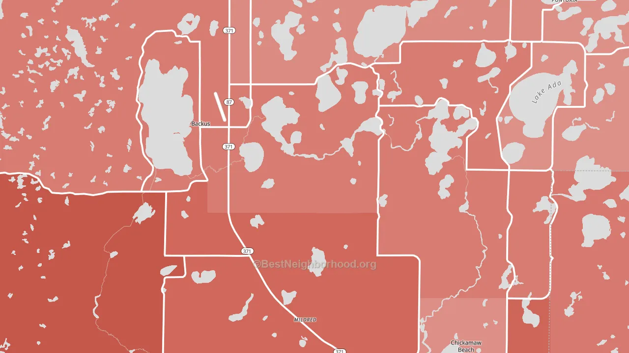 Backus, MN block-group political-lean map