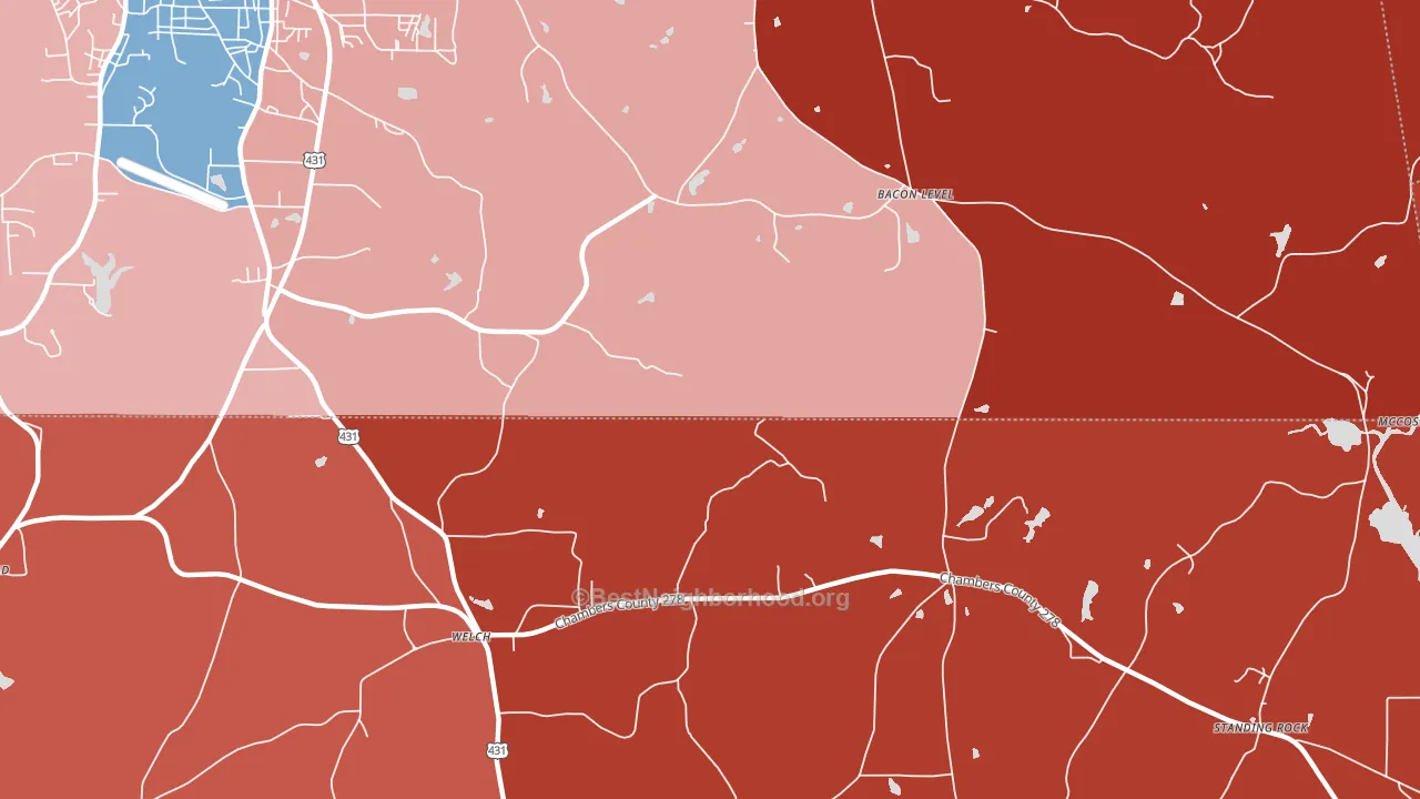 Bacon Level, AL block-group political-lean map