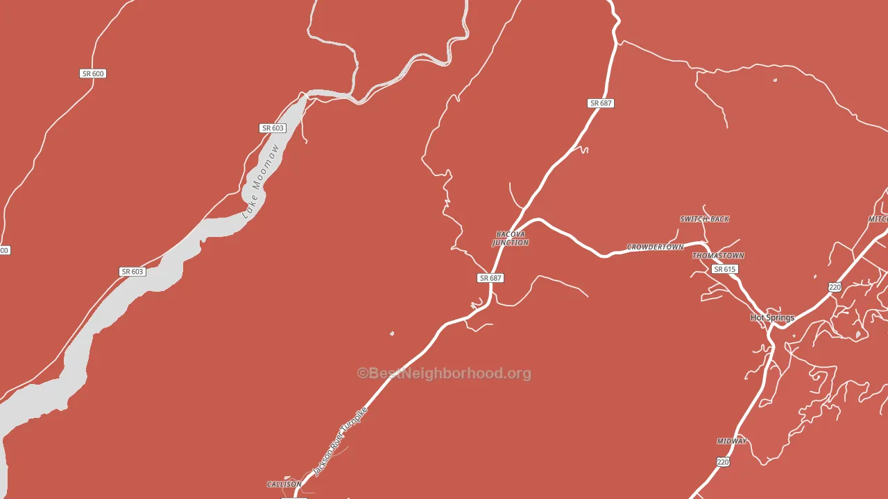 Bacova Junction, VA block-group political-lean map