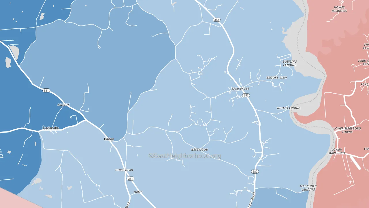 Baden, MD block-group political-lean map