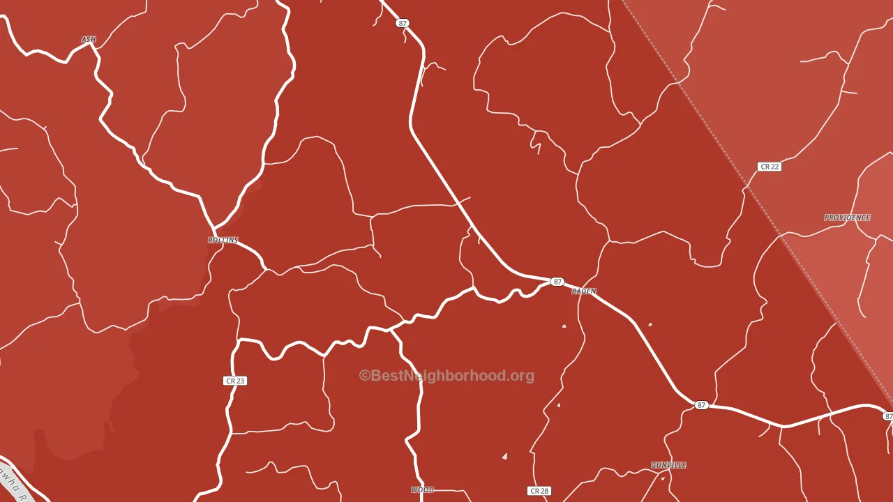 Baden, WV block-group political-lean map