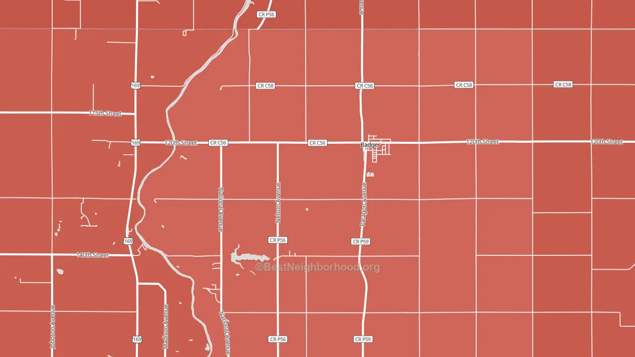 Badger, IA block-group political-lean map