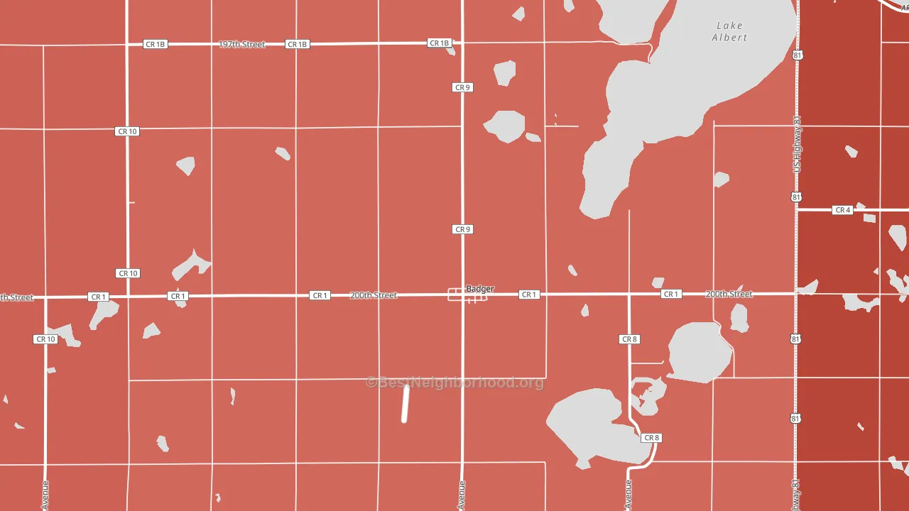 Badger, SD block-group political-lean map
