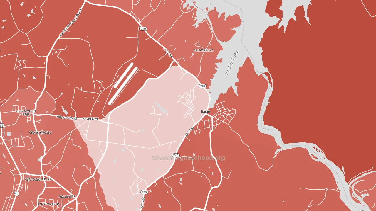 Badin, NC block-group political-lean map