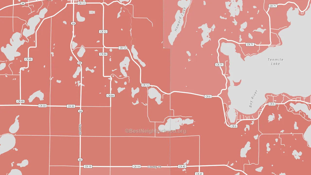 Badoura, MN block-group political-lean map