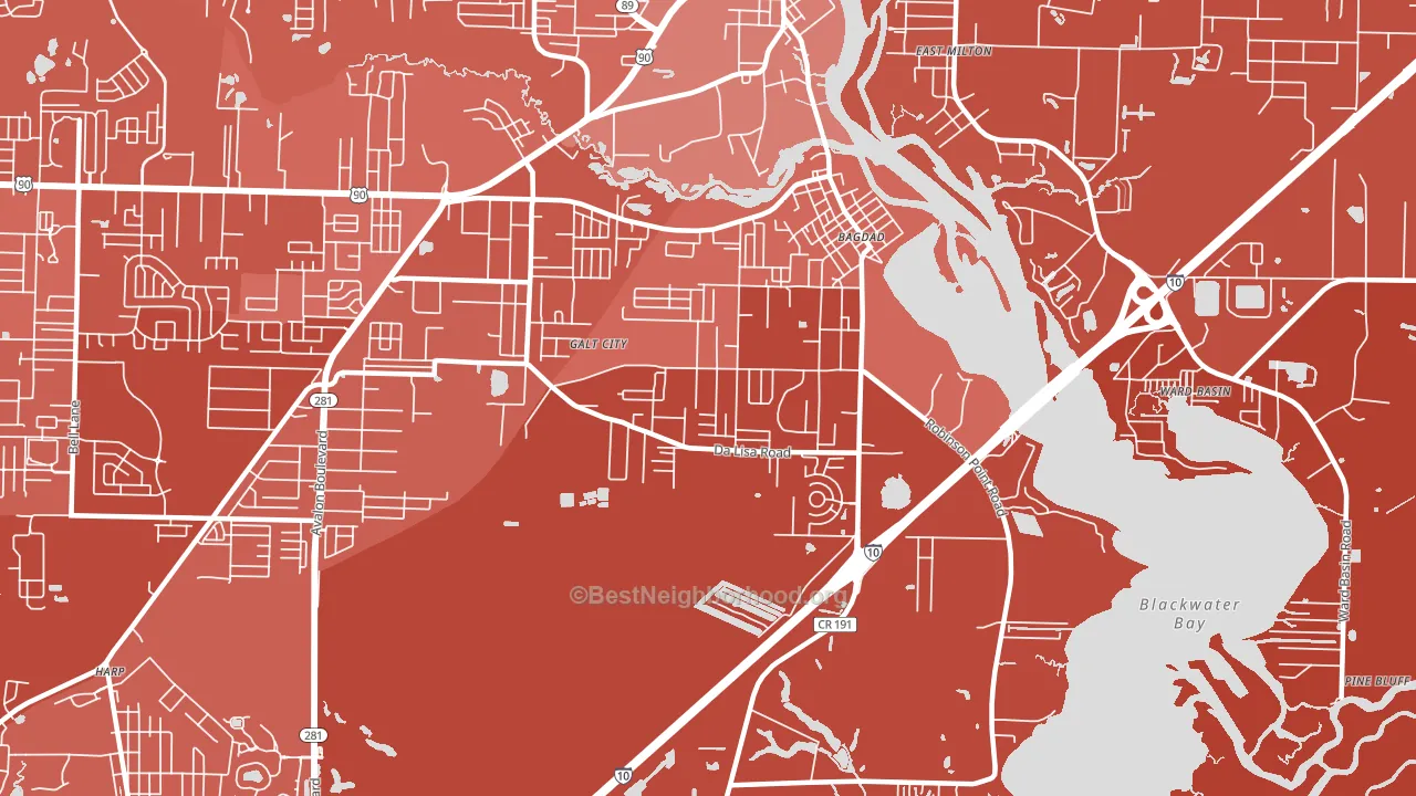 Bagdad, FL block-group political-lean map