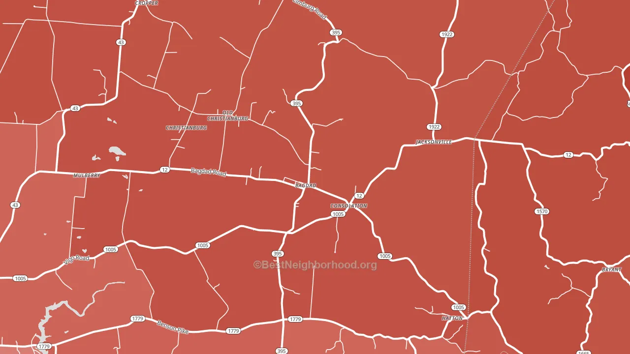 Bagdad, KY block-group political-lean map