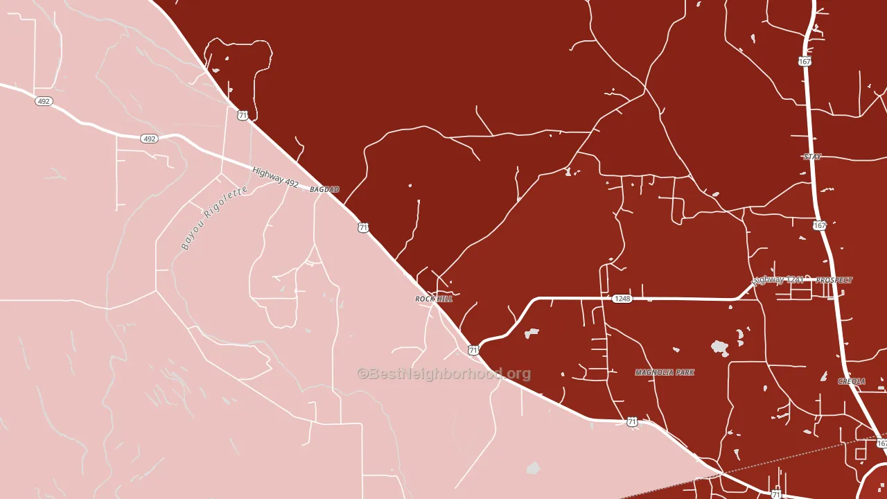 Bagdad, LA block-group political-lean map