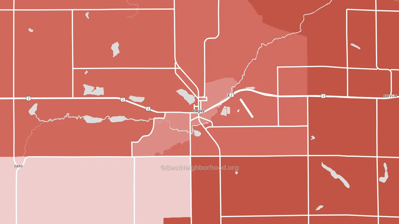 Bagley, MN block-group political-lean map